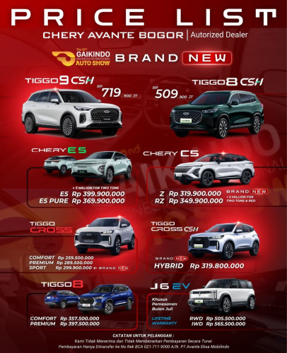 Pricelist Harga Chery serangbaru 2025